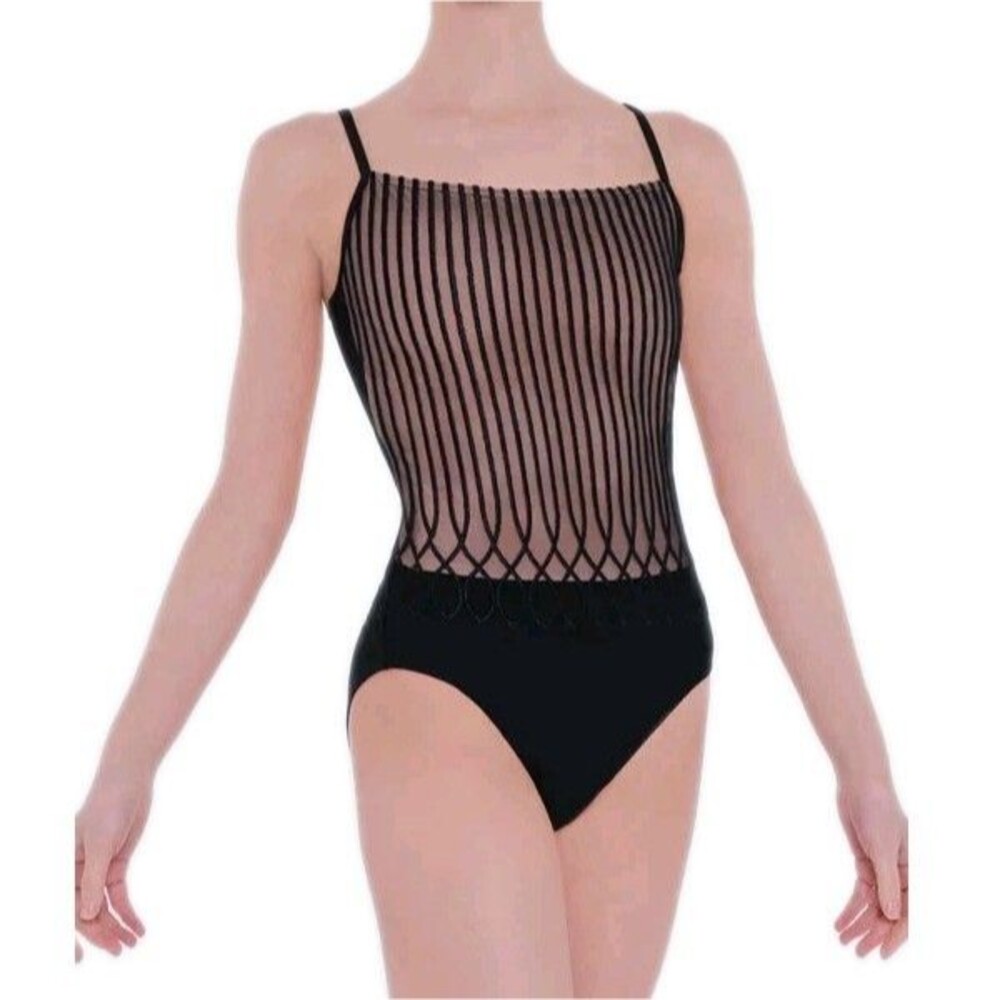 NWT Wear Moi Colette Dance Leotard Black Size M Thin Straps Microfiber Elegant